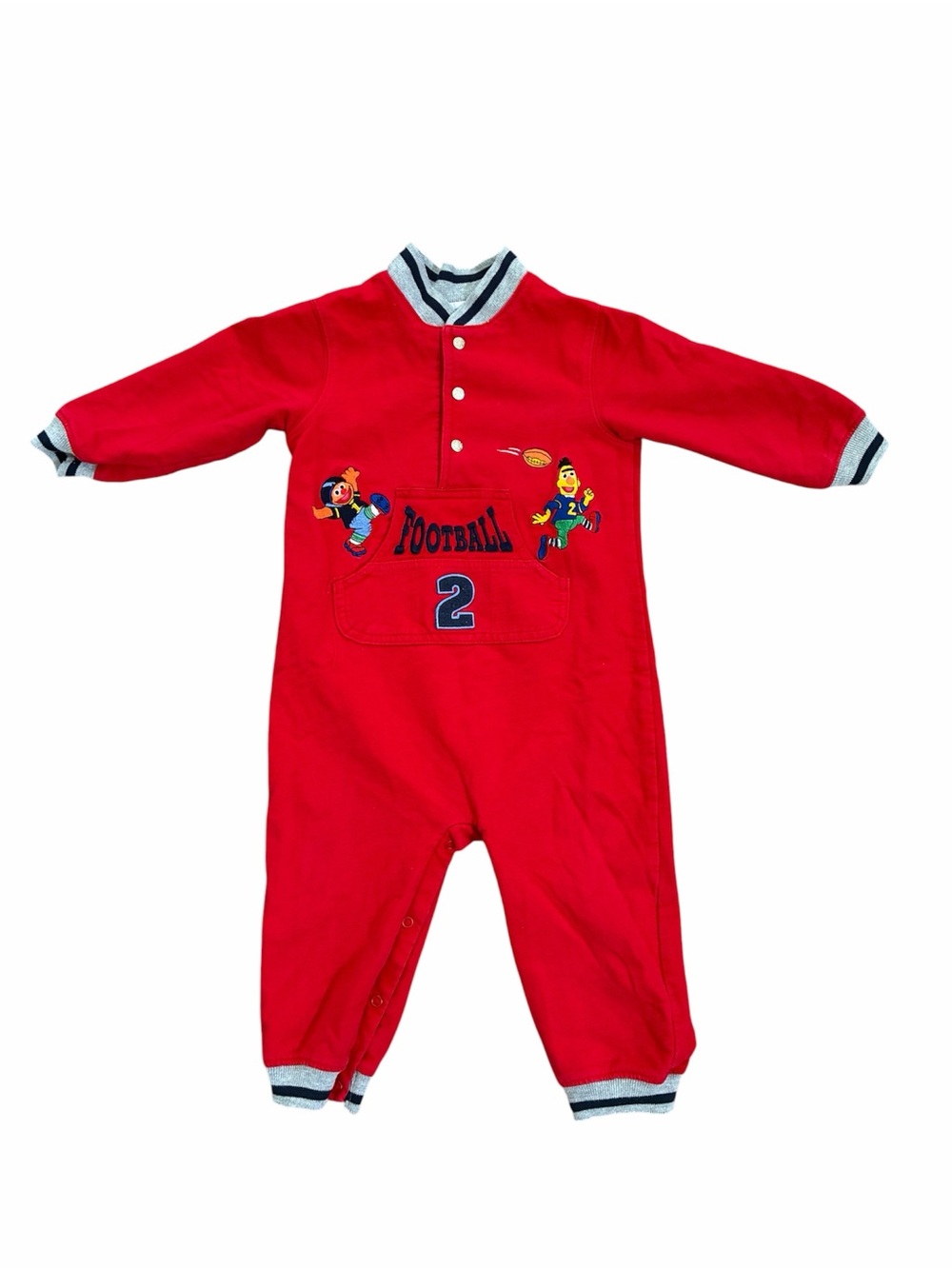 Vintage Sesame Street Bert And Ernie Baby Romper Red Football Size 18M